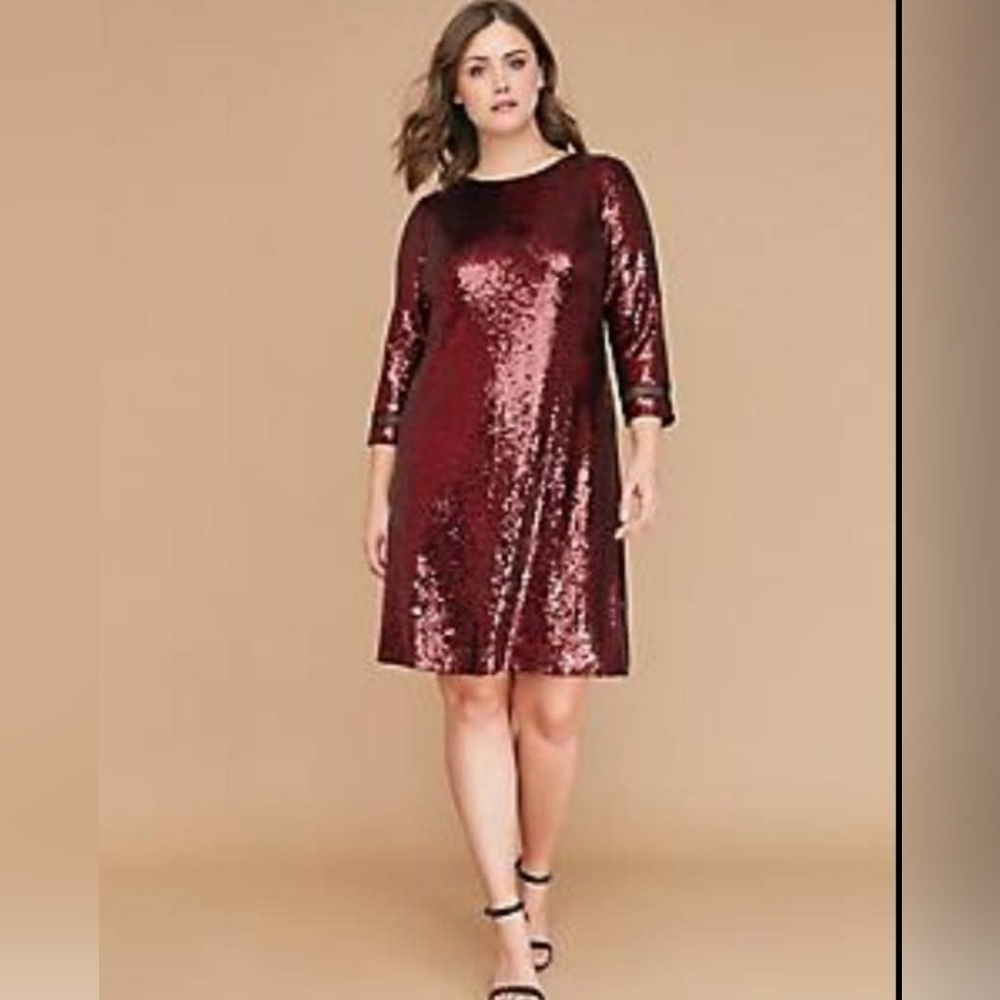 Lane Bryant Sequin Burgundy Red dress